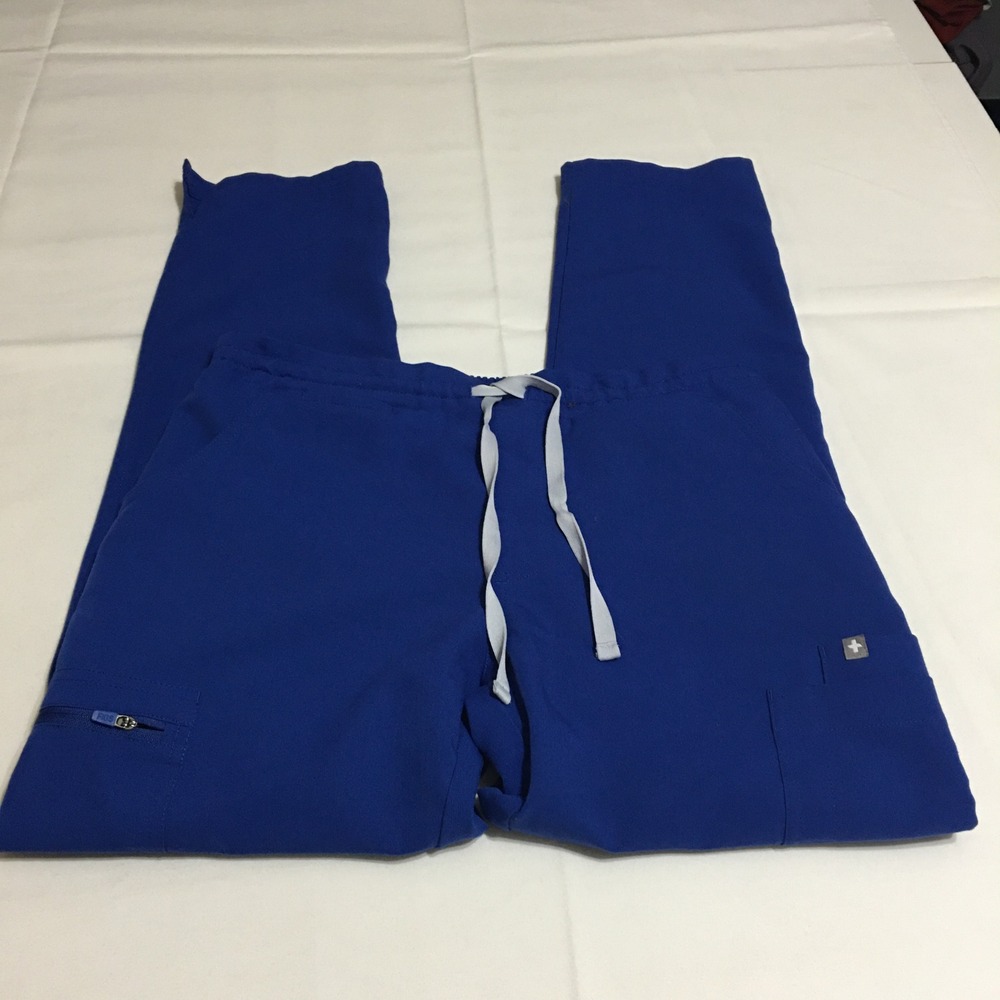 FIGS Yola Skinny Scrub Pants Womens Small Blue Drawstring